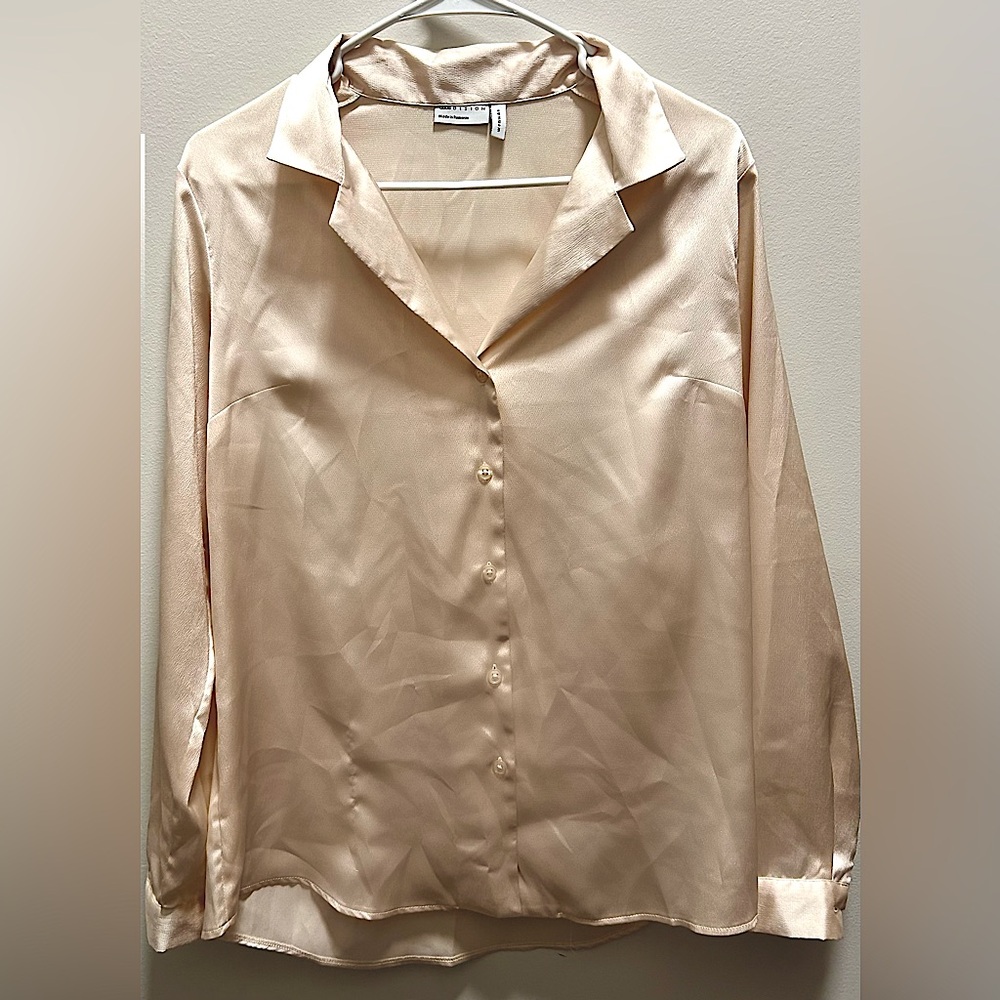 ASOS DESIGN relaxed satin long sleeve shirt